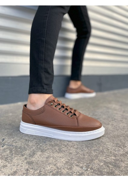 JET-0535 Prime Bağcıklı Cilt Erkek Günlük Sneaker Ayakkabı Cbt - Taba
