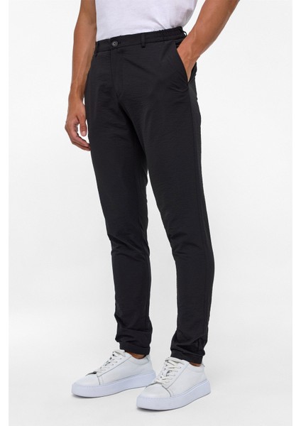 Siyah Slim Armürlü Jogger Pantolon modelleri