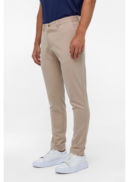 Bej Slim Fit Desenli Kumaş Pantolon modelleri