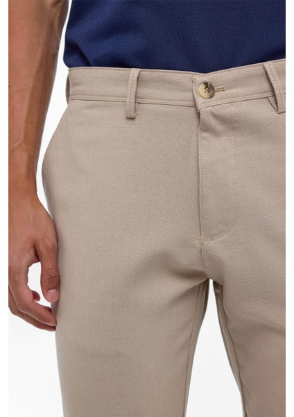 Bej Slim Fit Desenli Kumaş Pantolon fırsatları