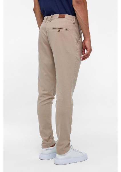 Bej Slim Fit Desenli Kumaş Pantolon indirimleri