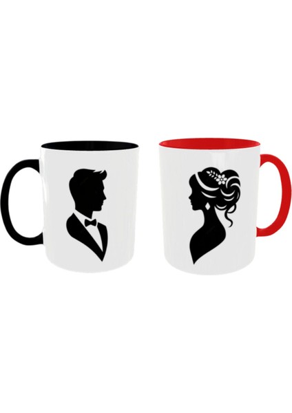 Gelin Damat Kupa Bardak Sevgiliye Veya Eşine Hediye Kupa Bardak 2'li Set