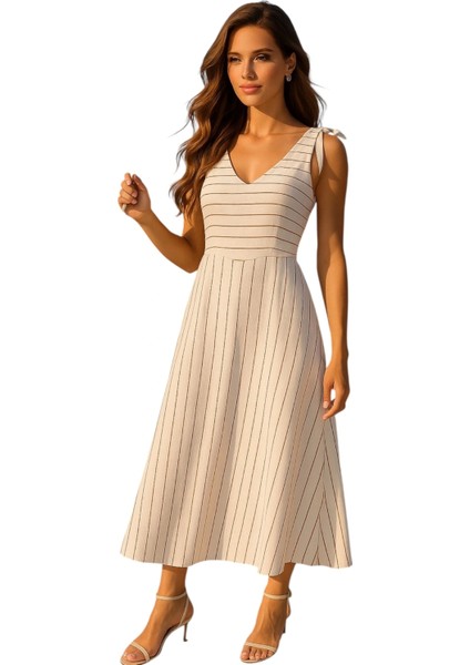 Jamila Vual Pul Peyet Detaylı Askı Fiyonk Bağlamalı Elbise Trend W