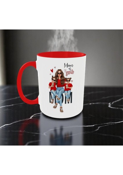 Anneler Günü Hediye Kupa Canım Annem Yazılı Kupa Bardak Anne Kız Beyaz Bardak