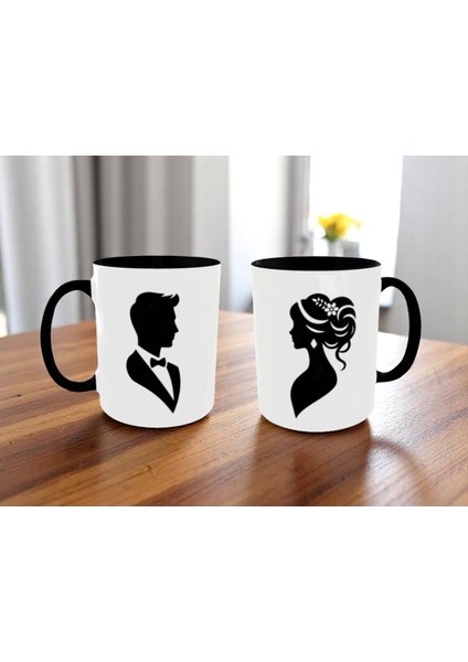 Gelin Damat Kupa Bardak Sevgiliye Veya Eşine Hediye Kupa Bardak 2'li Set