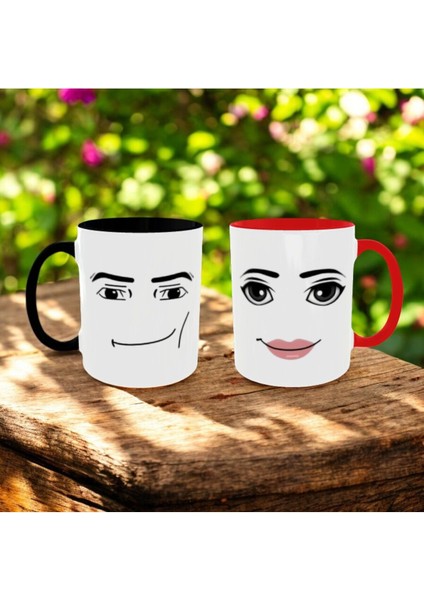Roblox Man Woman Kupa Bardak 2'li Set Çift Kupaları Roblox Face Mug