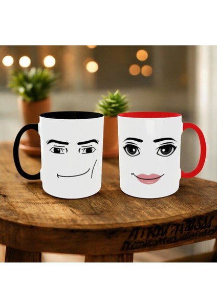 Roblox Man Woman Kupa Bardak 2'li Set Çift Kupaları Roblox Face Mug fiyatları