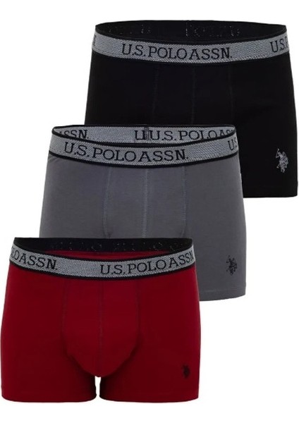 Erkek %95 Pamuklu 3'lü Paket Boxer / Siyah - Bordo - Antrasit
