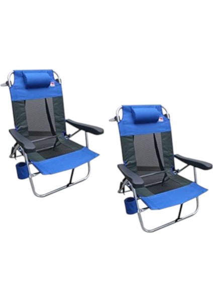 2 Adet Beach Star Light Alüminyum 5 Kademeli, Tam Yatar Pozisyon, Plaj Şezlong Sandalye 2 Adet