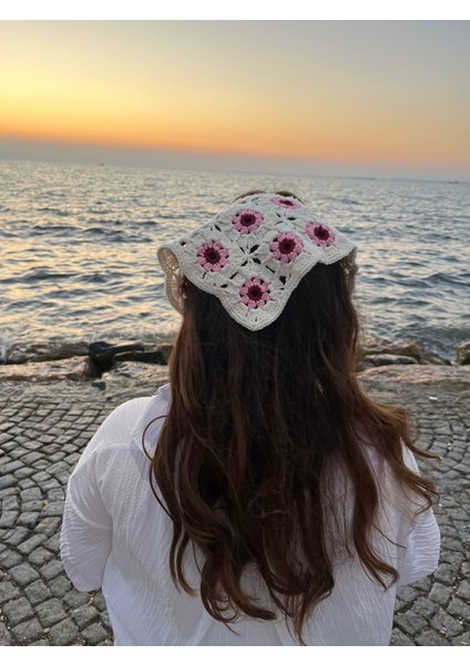 Örgü Bandana, Çiçekli Bandana, Örgü Saç Bandı