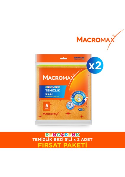 Rengarenk Temizlik Bezi - 5x2 10'lu Avantaj Paket