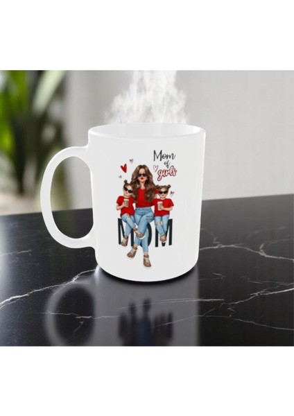Anneler Günü Hediye Kupa Canım Annem Yazılı Kupa Bardak Anne Kız Beyaz Bardak