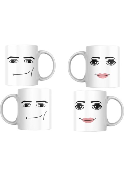 Roblox Man Face Yüz Temalı Kupa Roblox Çift/sevgili/arkadaş Kupaları 2'li Kupa Bardak indirimleri