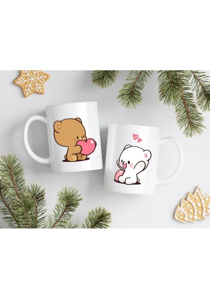 Sevgili Kupa Çift Kupa Bardak Ayıcıklı 2'li Bardak