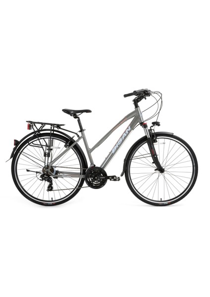 8200 City Şehir Bisikleti 45 cm V 700C 21 Vites Açık Metalik Gri Beyaz Pembe