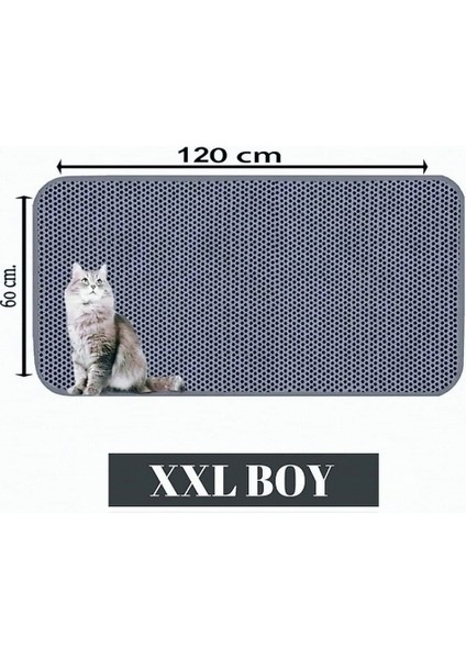 Xxl Büyük Boy Elekli Tuvalet Önü Gri Kedi Kumu Paspası 60X120CM