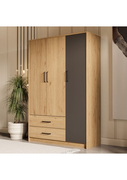 Grande Modern 3 Kapılı Gardrop 3508 Sepet - Antrasit