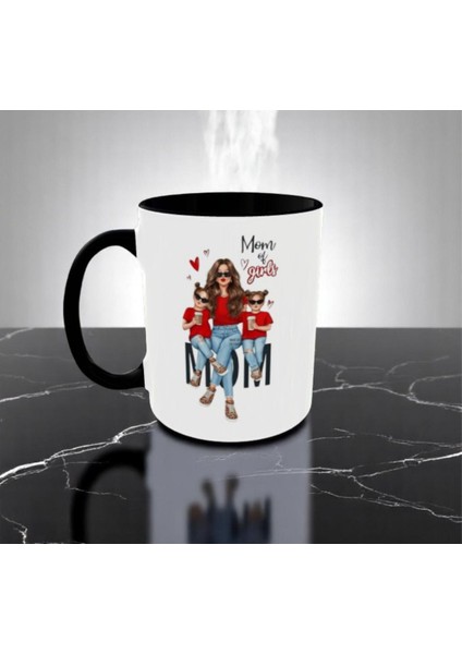 Anneler Günü Hediye Kupa Canım Annem Yazılı Kupa Bardak Anne Kız Beyaz Bardak