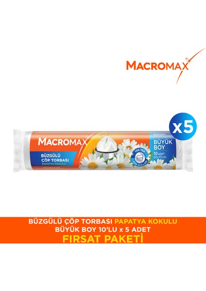 Büzgülü Çöp Torbası Papatya Büyük Boy- 10'lu x 5