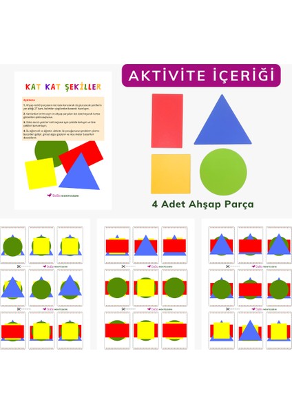 Eğitici Aktivite: Kat Kat Şekiller Eşleştirme ve Yapılandırma Oyunu | Okul Öncesi Ahşap Geometrik Parçalarla Montessori Aktivitesi | Görsel Algı – Problem Çözme – Motor Beceriler