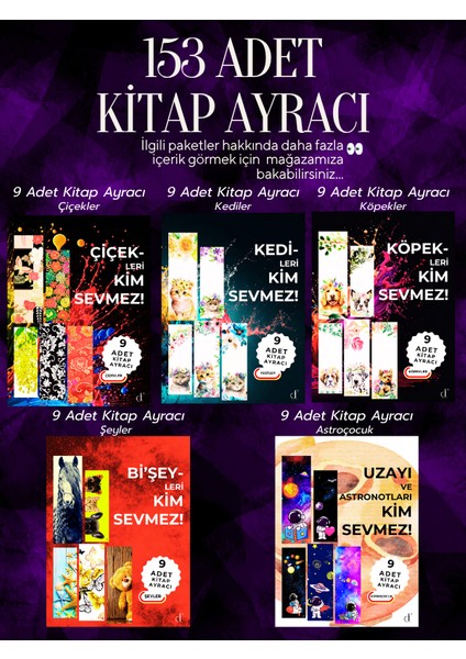 153'LÜ Kitap Ayracı Seti - Özel Paket9 modelleri