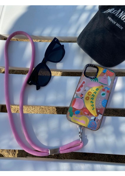 Tüm Kılıflara Uyumlu Pembe Boyun Telefon Askısı