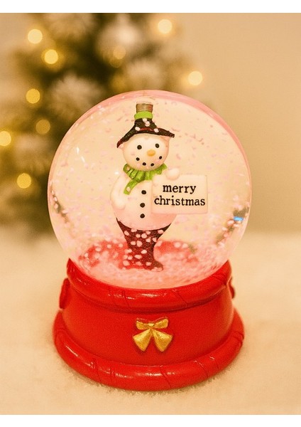 2026 LED Işıklı Kardan Adam Kar Küresi Merry Christmas Temalı 9 cm Orta Boy Yeni Yıl Süsü - 48 fiyatları