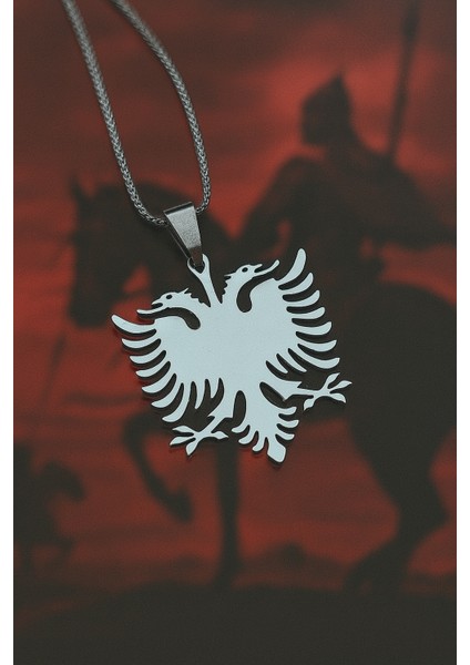 Paslanmaz Çelik Zincir Metal Parlak Tasarım Çift Başlı Kartal Kolye Erkek fiyatları