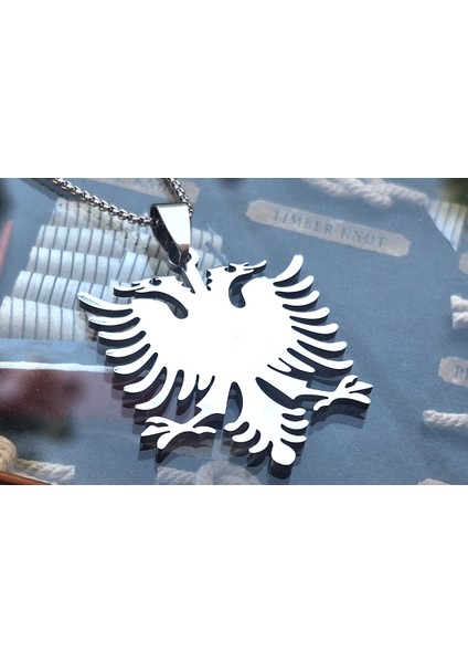 Paslanmaz Çelik Zincir Metal Parlak Tasarım Çift Başlı Kartal Kolye Erkek modelleri
