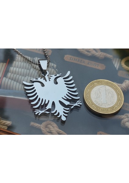 Paslanmaz Çelik Zincir Metal Parlak Tasarım Çift Başlı Kartal Kolye Erkek indirimleri
