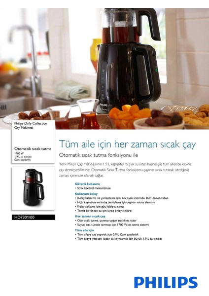 HD7301 Siyah Çay Makinesi fiyatları