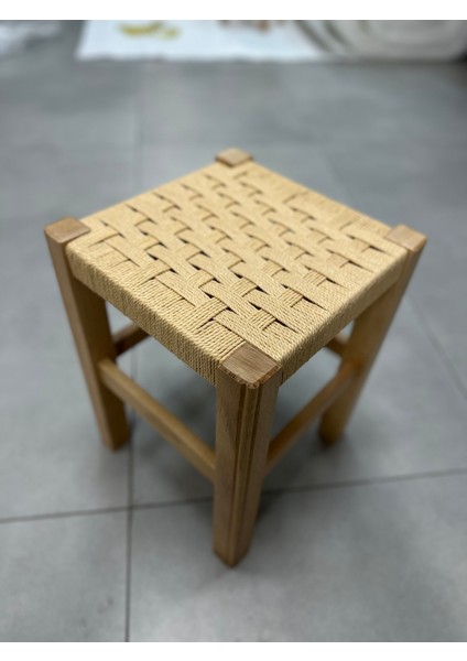 Hasır Tabure-El Yapımı Hasır Tabure-Ahşap Renk Hasır Tabure (35 cm )