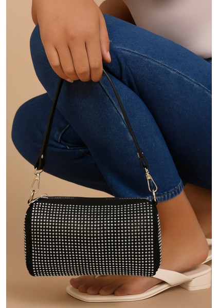 Işıltılı Taş Detaylı Zincir Askılı El ve Omuz Kadın Çanta