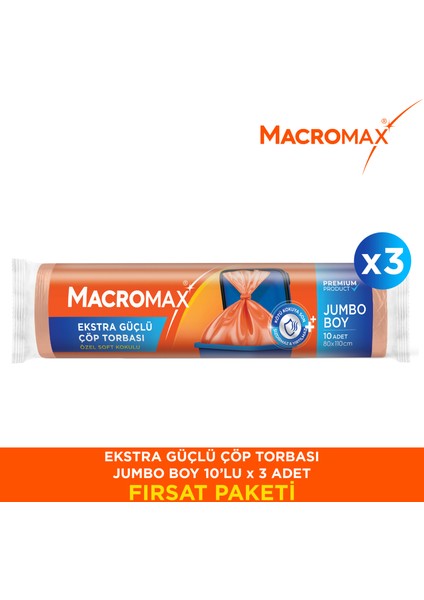 Ekstra Güçlü Çöp Torbası Jumbo Boy - 10'lu x 3 Adet