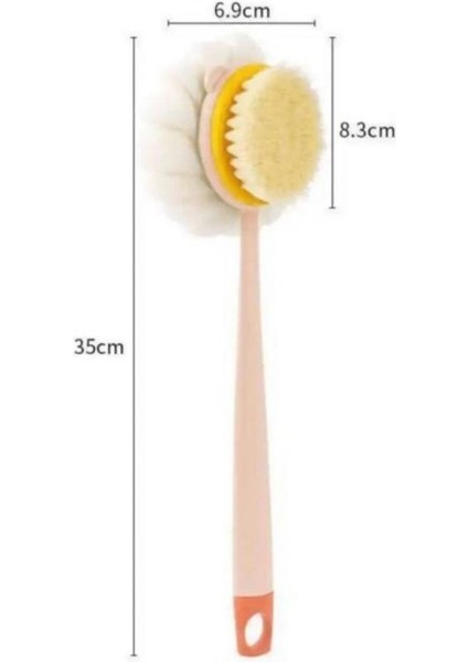 Tamarınd® 2'si 1 Arada Çift Taraflı Uzun Saplı Fırçalı Banyo Vücut Sırt Fırçası Banyo Lifi fırsatları