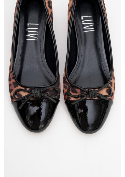 Julien Siyah Sarı Desenli Fiyonklu Kadın Topuklu Babet Ayakkabı fiyatları