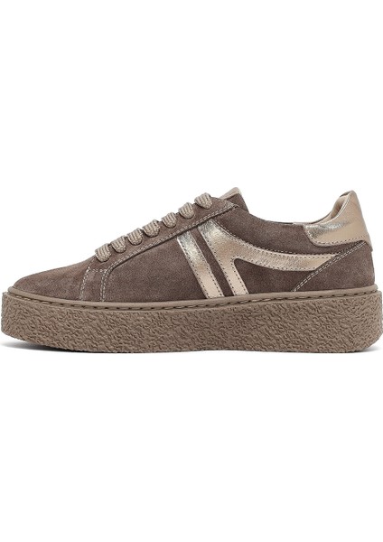 Kadın Vizon Bağcıklı Kalın Tabanlı Süet Deri Sneaker 25AFD511110 fiyatları