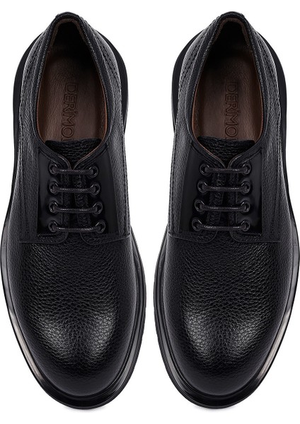 Erkek Siyah Bağcıklı Deri Casual Ayakkabı 25WFD6044FT