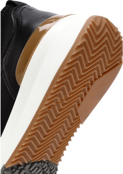 Erkek Siyah Bağcıklı Kalın Tabanlı Deri Casual Sneaker 25WFD690718