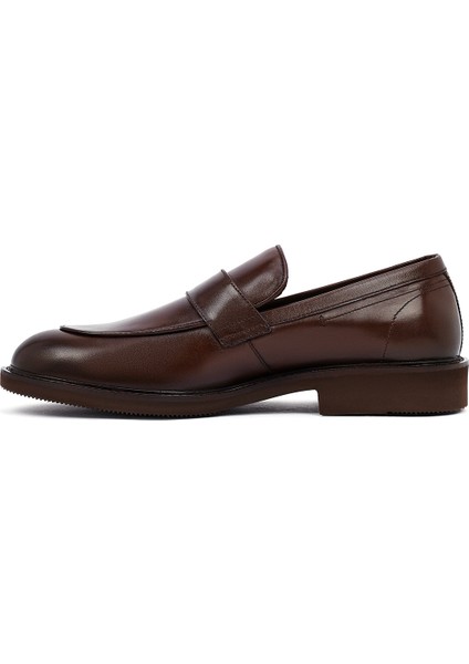 Erkek Kahverengi Deri Casual Loafer 25WFD605718 fiyatları