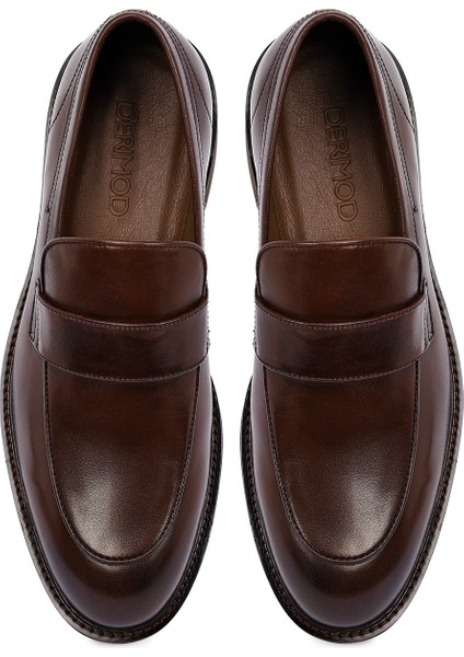 Erkek Kahverengi Deri Casual Loafer 25WFD605718