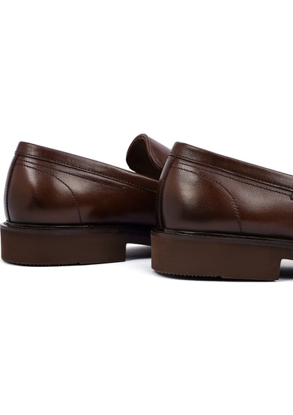 Erkek Kahverengi Deri Casual Loafer 25WFD605718