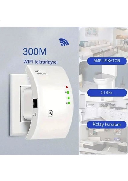 300MBPS Wi-Fi Sinyal Arttırıcı - 2.4g Wi-Fi Tekrarlayıcı Geniş Menzilli Beyaz Repeater