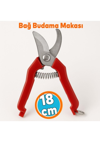 Bağ Budama Makası Bahçe Bitki Çiçek Gül Ağaç Üzüm Filiz Çubuk Çıbık Dal Budama Kesme Makas 18 cm