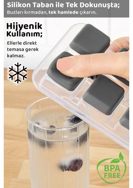 12'li Buz Kalıbı Buzluk Yapışmaz Bas Çıkar Parmak Buz Kalıbı