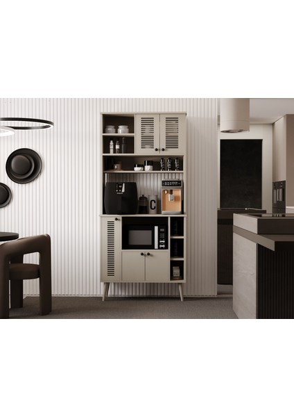 Kahve Köşesi 90 cm %100 Mdf Panjur Kapak Çok Amaçlı Dolap