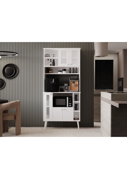 Kahve Köşesi 90 cm %100 Mdf Panjur Kapak Çok Amaçlı Dolap