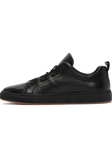 Erkek Siyah Bağcıklı Deri Sneaker 25WFD693418 fiyatları
