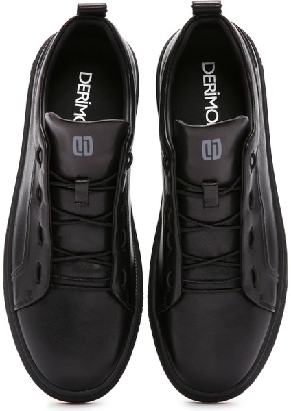 Erkek Siyah Bağcıklı Deri Sneaker 25WFD693418