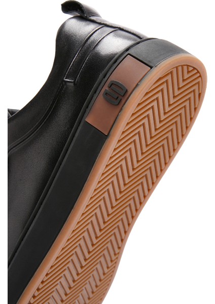 Erkek Siyah Bağcıklı Deri Sneaker 25WFD693418